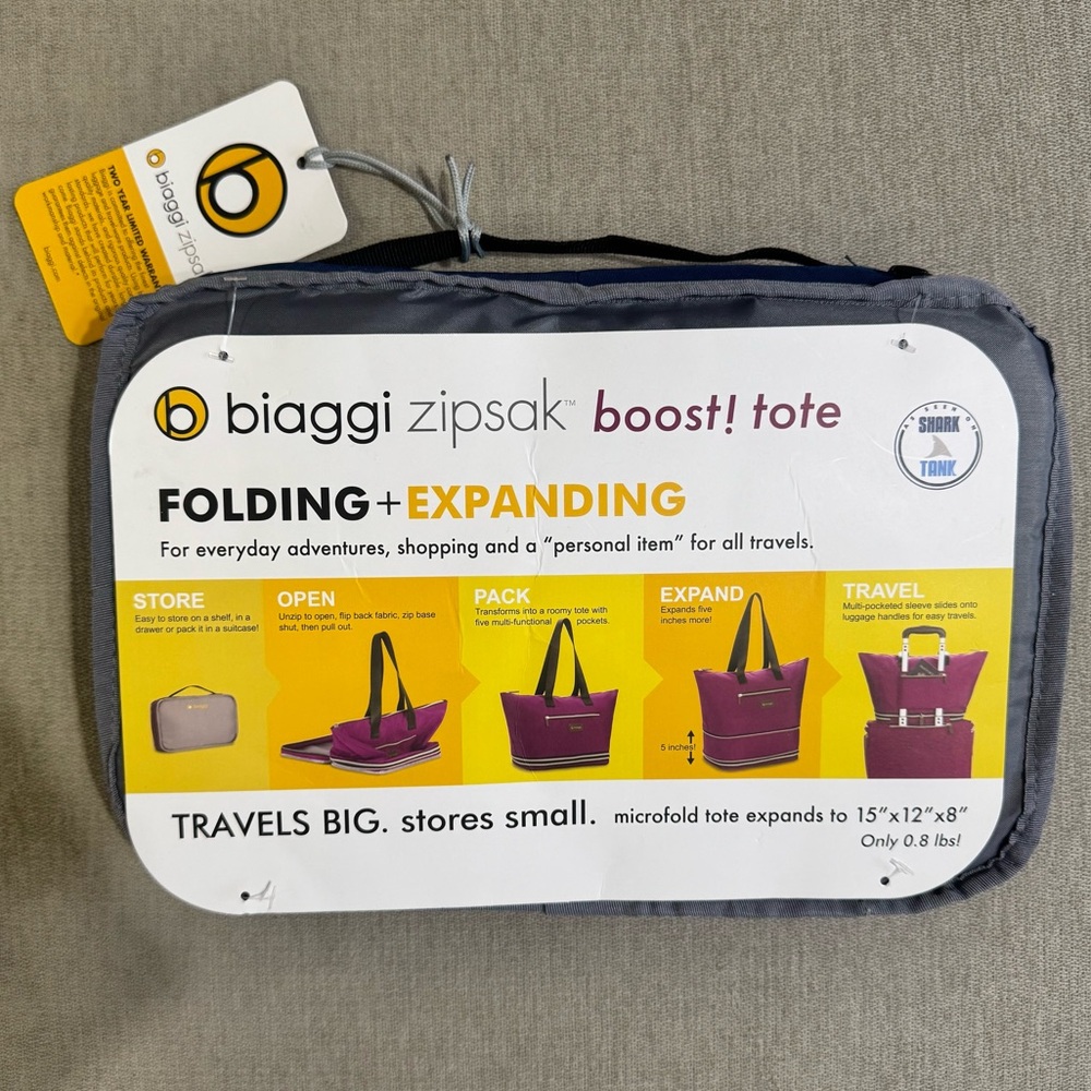 Biaggi Zipsak Boost Expanding Tote Navy Blue & Grey - Picture 4 of 9